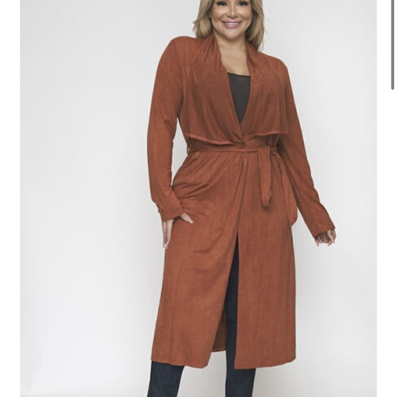 ❤️LAST NEW 2X Size Faux Suede Rust Duster Cardigan - Picture 4 of 6